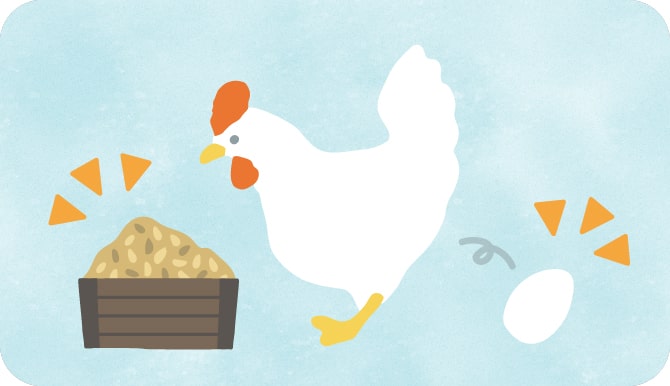 栄養素を豊富に含む畜水産物をつくる飼料のイメージイラスト