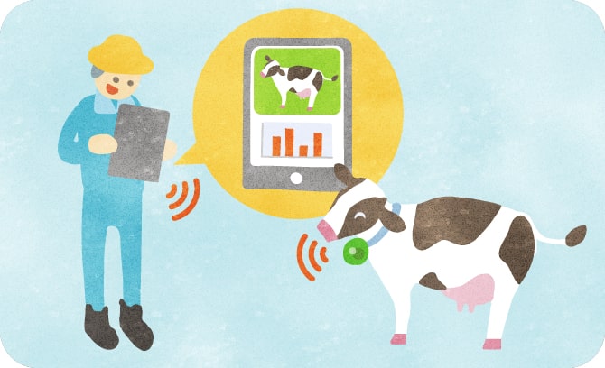 搾乳ロボットを使用しているイメージイラスト